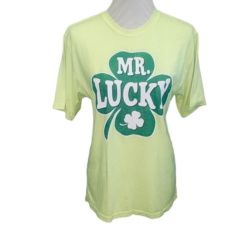 Shamrock Mr. Lucky Bright Yellow/Green Graphic T-Shirt Size XX-Large(18 Youth)